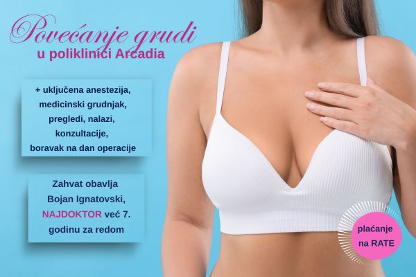 POVEĆANJE GRUDI u Poliklinici Arcadia u Daruvaru! Zahvat obavlja mr. sc. Bojan Ignatovski, NAJDOKTOR već 7. godinu za redom!