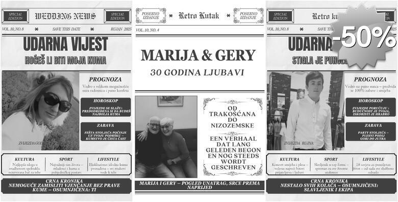 Retro novine izrađene od vaših fotografija i uspomena! - Poklonite svojim najmilijima nešto posebno i jedinstveno uz pomoć Retro kutka photo booth