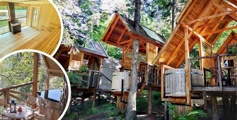 RIBNO ALPINE GLAMPING - 2 noćenja s doručkom i 1x večerom za 2 odraslih + GRATIS paket za 2 djece do 11,99 godina u glamping kućici s drvenom kadom s toplom vodom