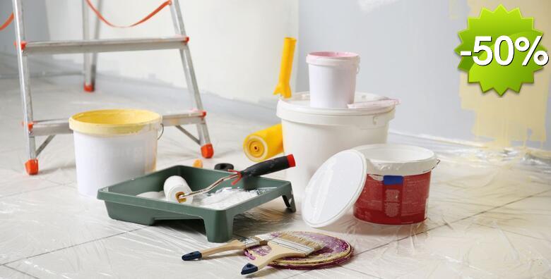 Bojanje zidova i stropova do 100 m2 - nikad jednostavnije uz boju po izboru i uključenu zaštitu namještaja i poda - iskoristivo na 10 lokacija