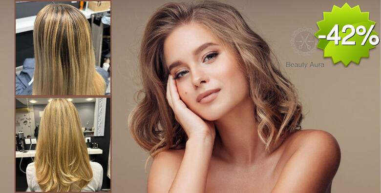 Odvažite se na novi izgled uz pramenove ili novu boju kose te njegu Schwarzkopf keratinskom maskom, pranjem i fen frizurom u salonu Beauty Aura