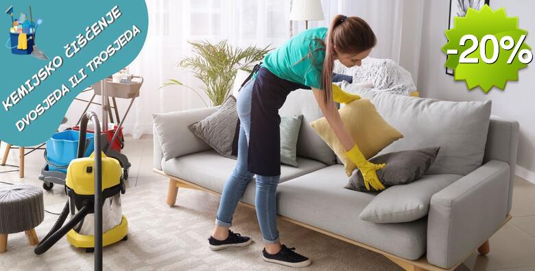 Podarite svom dvosjedu ili trosjedu temeljito kemijsko čišćenje koje uklanja dubinsku prljavštinu, mrlje i neugodne mirise uz pomoć servisa za čišćenje Aqua Clean