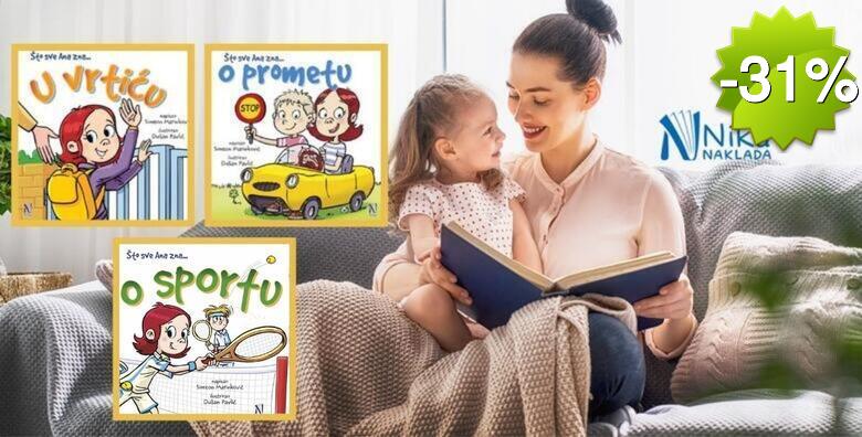 DJEČJE SLIKOVNICE - set od 3 komada iz serijala Što sve Ana zna? u izdanju Naklade Nika Naučite mališane sve o prometu, vrtiću i sportu na zabavan način