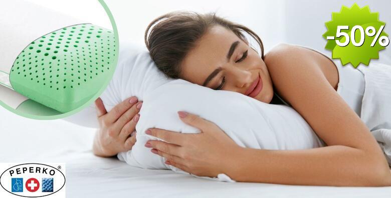 Perforirani jastuk s ricinusovim uljem - savršeno se prilagođava obliku i temperaturi tijela te podupire kralježnicu, vrat i glavu + DVIJE JASTUČNICE