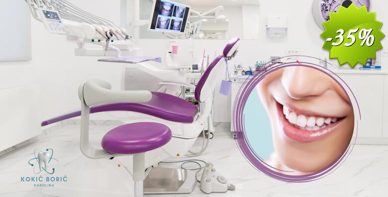 Izbjeljivanje zubi Boost gelom uz čišćenje kamenca, poliranje, pjeskarenje i premazivanje Tooth Mousse pastom u Stomatološkoj ordinaciji Kokić Borić Karolina