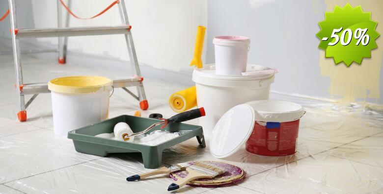 Bojanje zidova i stropova do 100 m2 - nikad jednostavnije uz boju po izboru i uključenu zaštitu namještaja i poda - iskoristivo na 10 lokacija