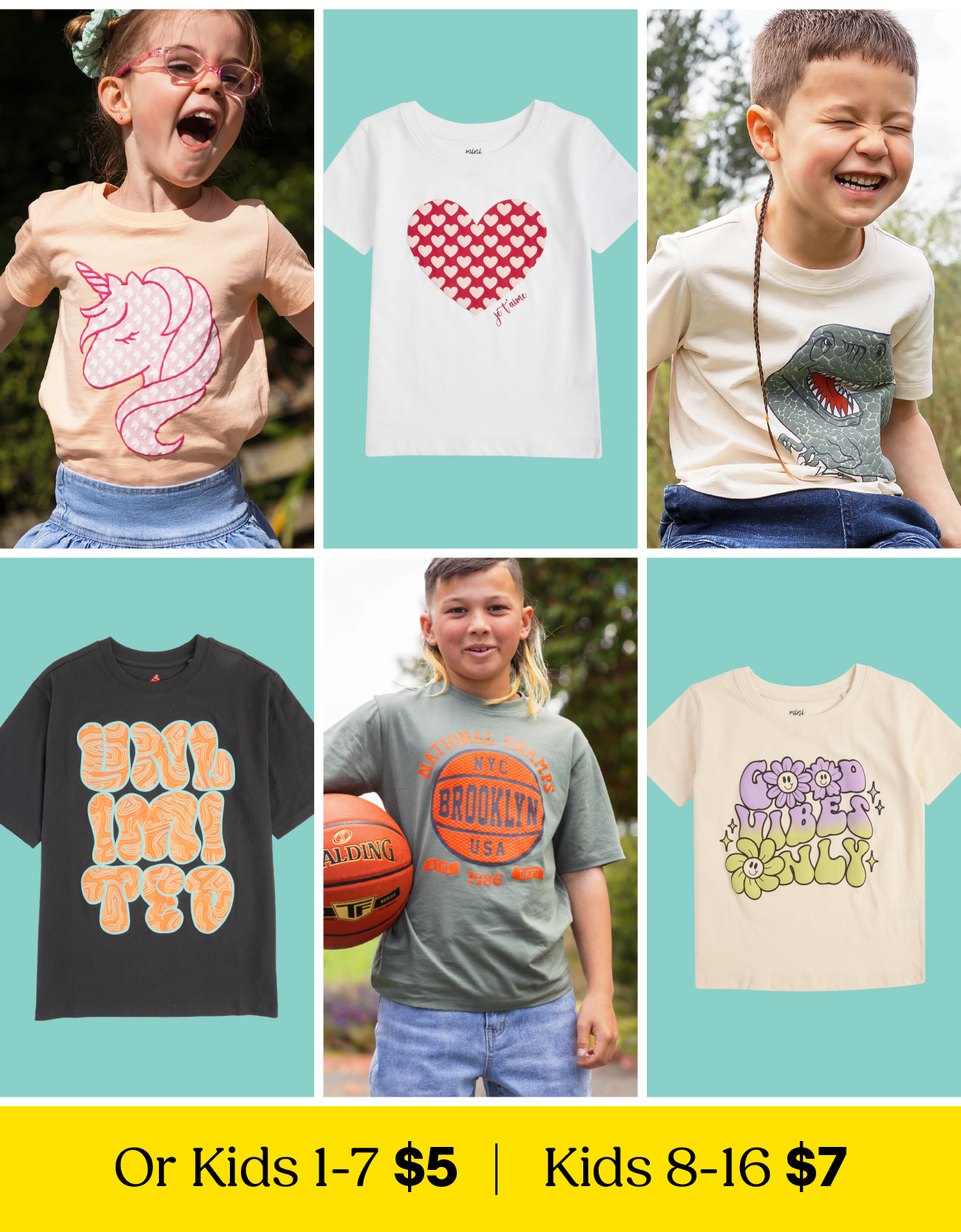 2 for $8 Kids Puff Print Tees