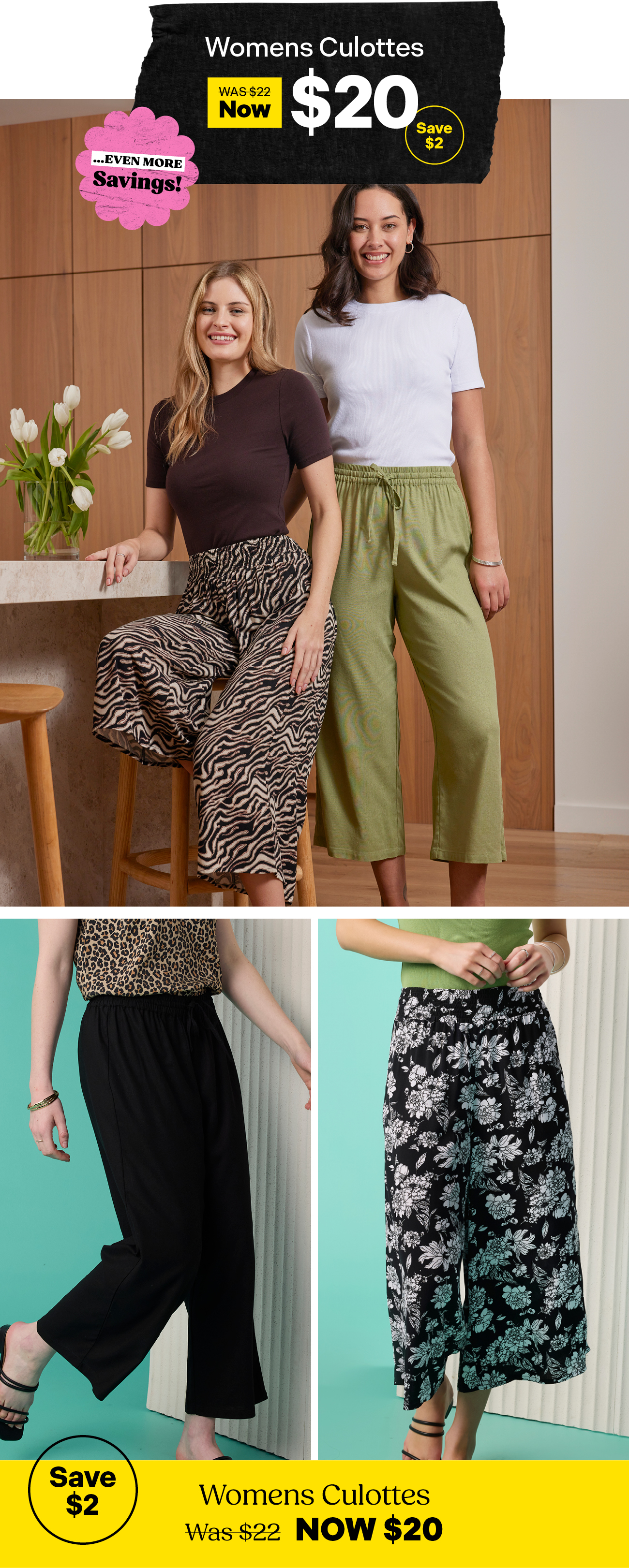 Women's Culottes Now $20