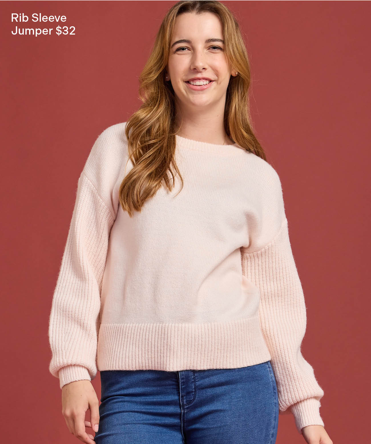 Rib Sleeve Jumper $32