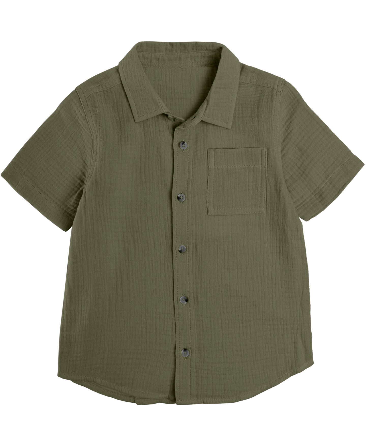 Little Kids' Short Sleeve Plain Muslin Shirt