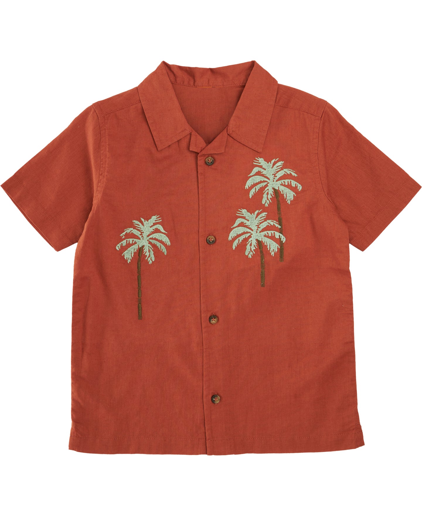 Little Kids' Short Seeve Linen Blend Shirt