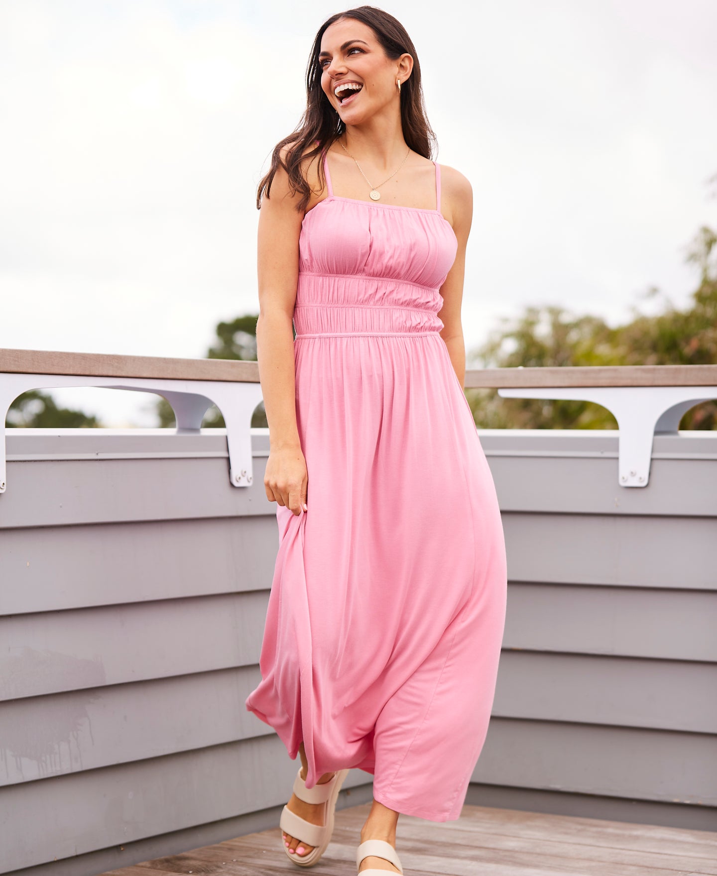 Women's Shirred Waist Knit Dress