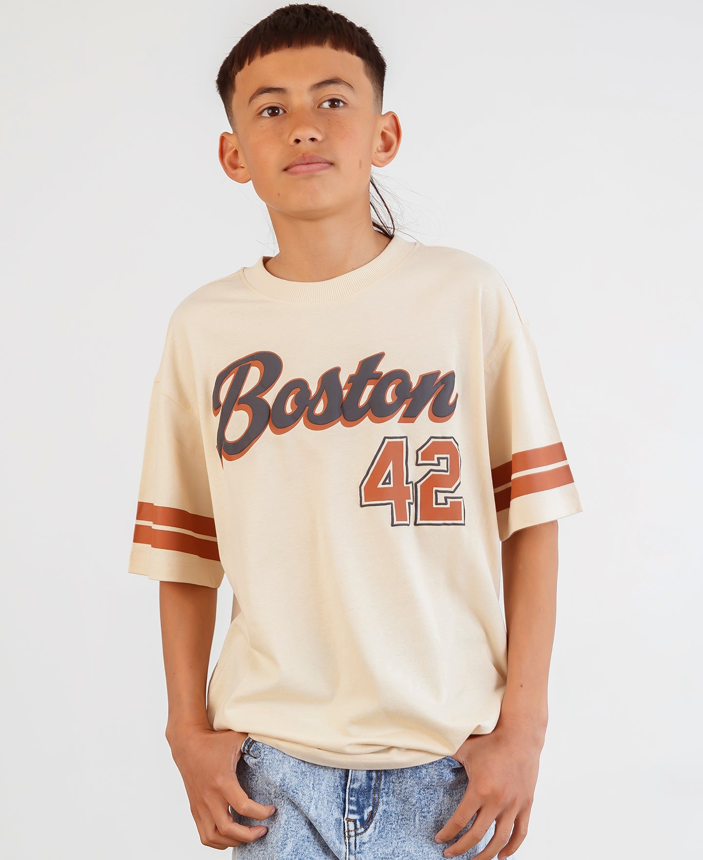 Kids' Stripe Sleeve Print Tee