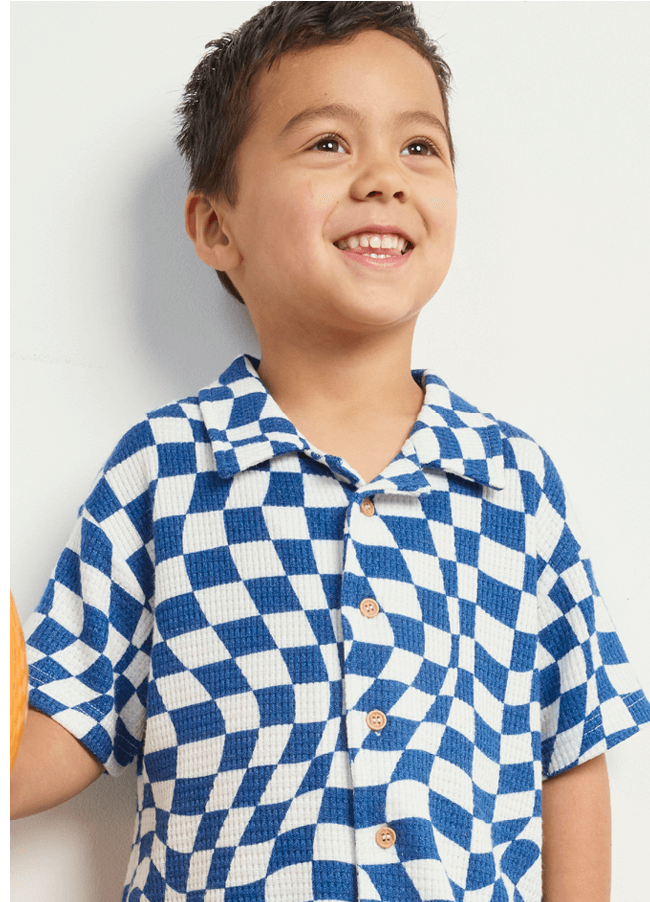 Little Kids' Short Sleeve Waffle Shirt & Short Set $25