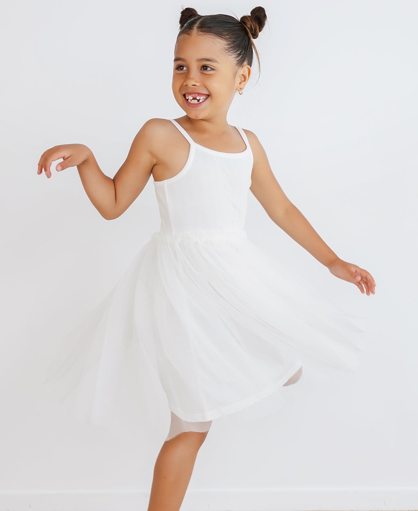 Little Kids' Sleeveless Rib Tulle Dress
