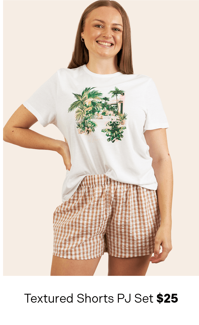 Print Top & Textured Short PJ Set