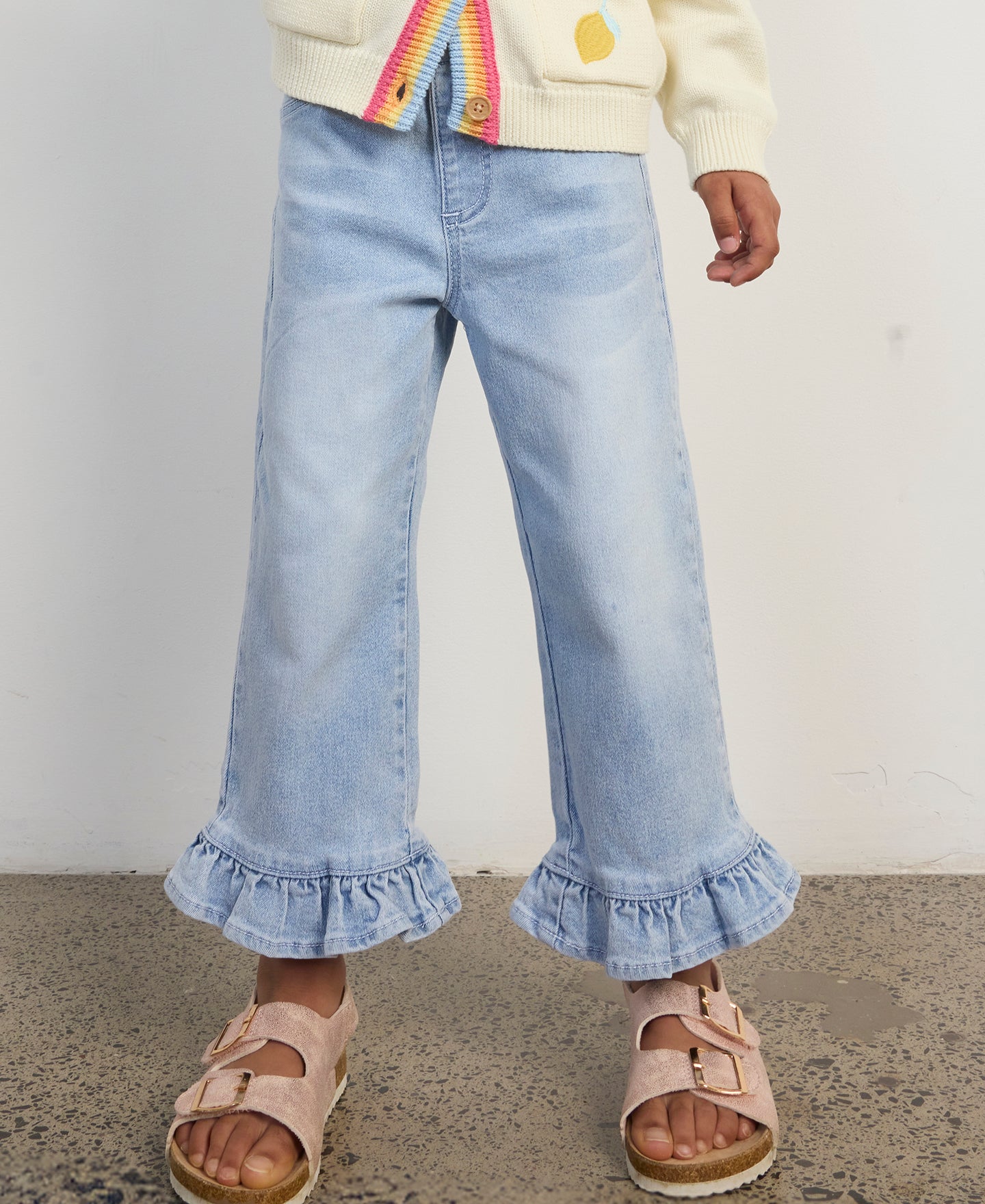 Little Kids' Wide Leg Frill Hem Jean