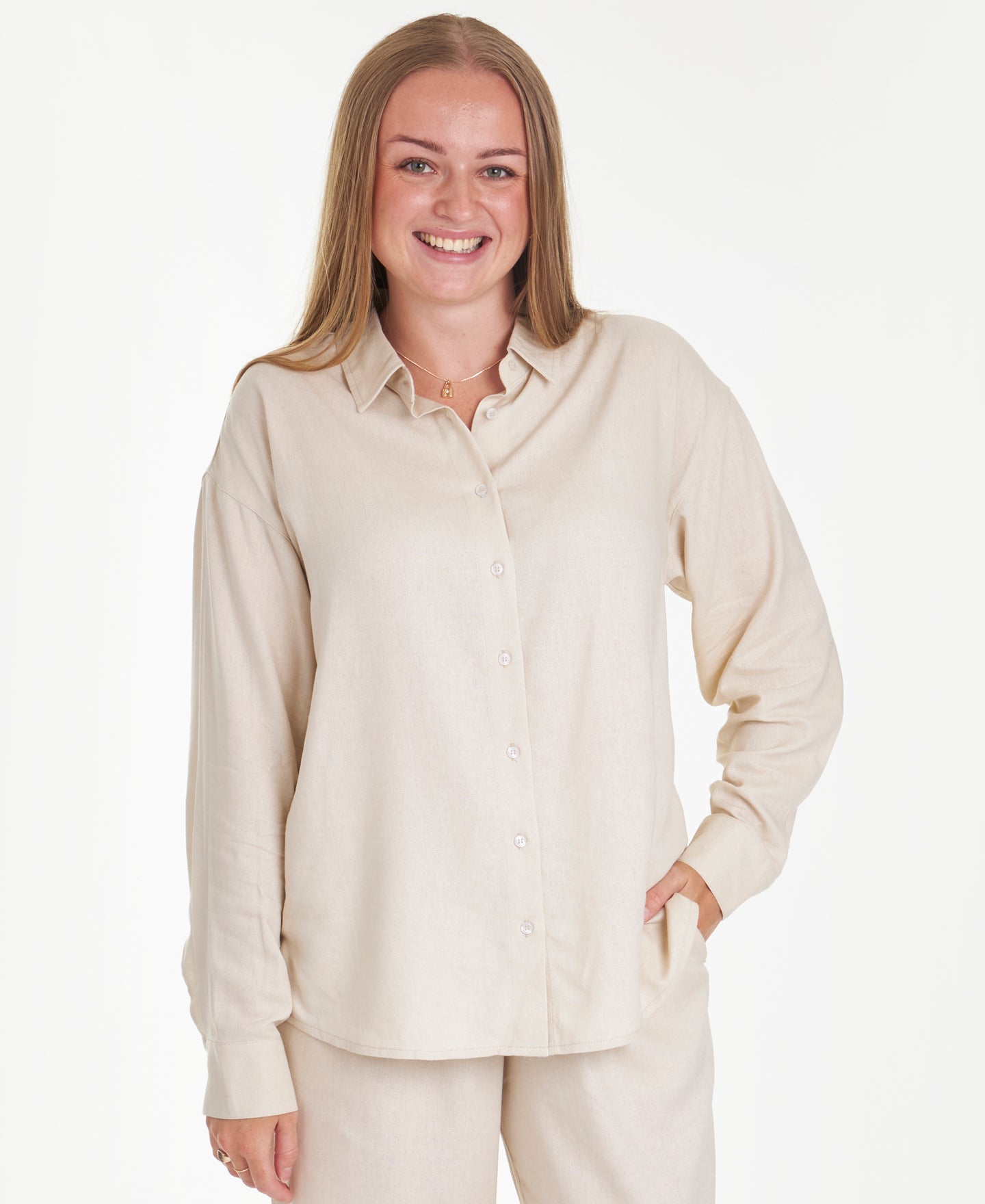 Women's Long Sleeve Linen Blend Shirt