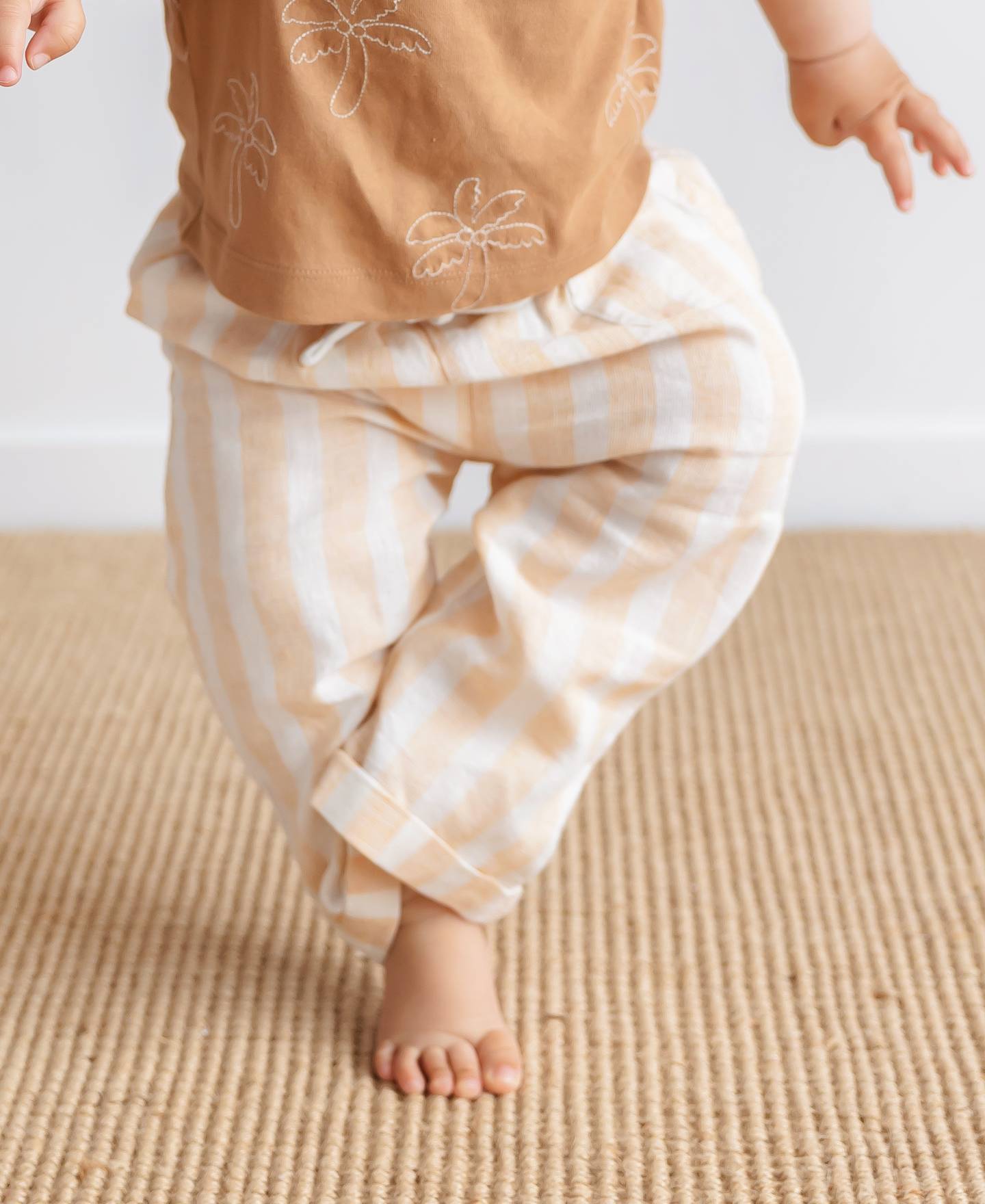 Babies' Linen Blend Stripe Pants