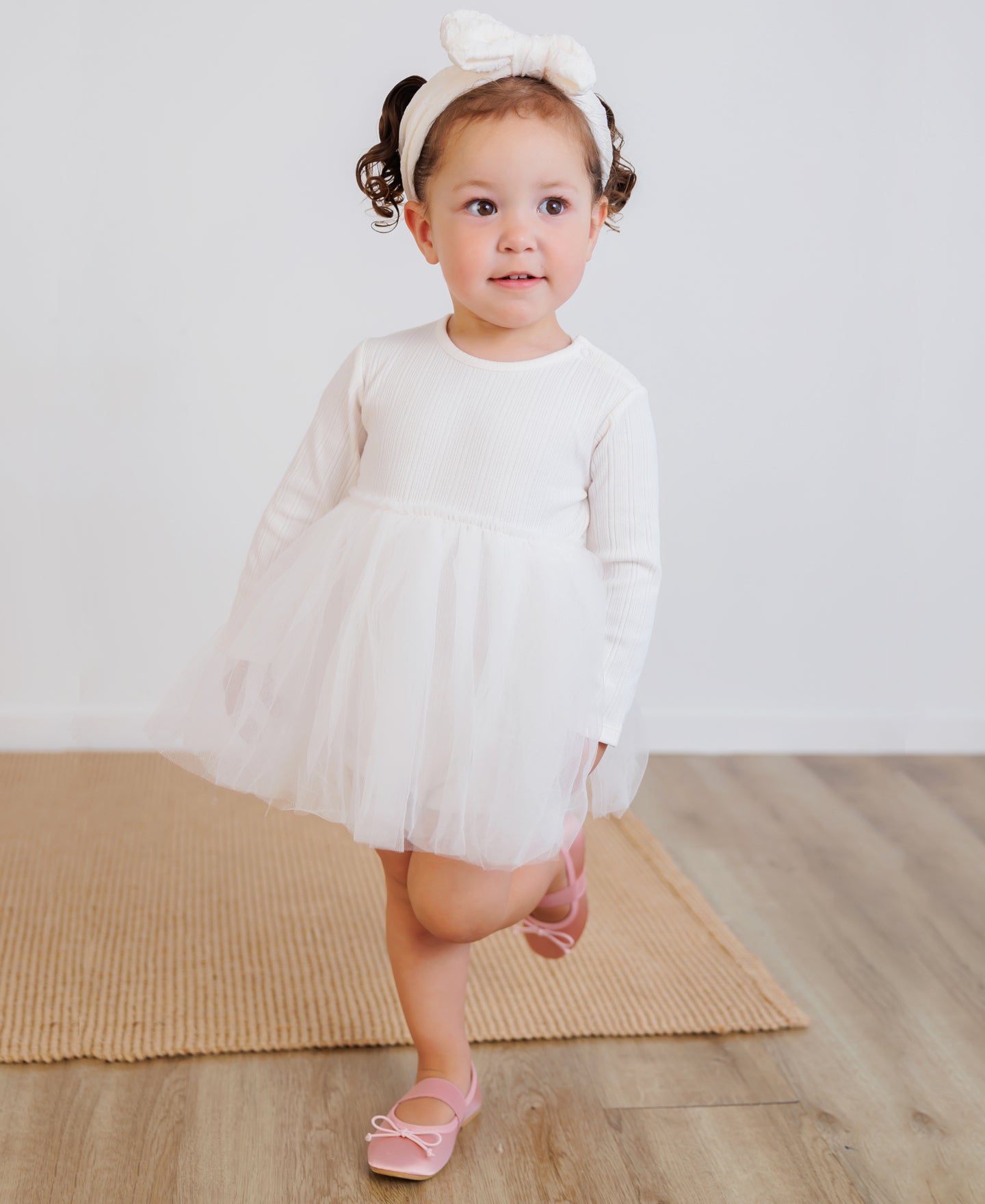 Babies' Rib Tulle Long Sleeve Dress