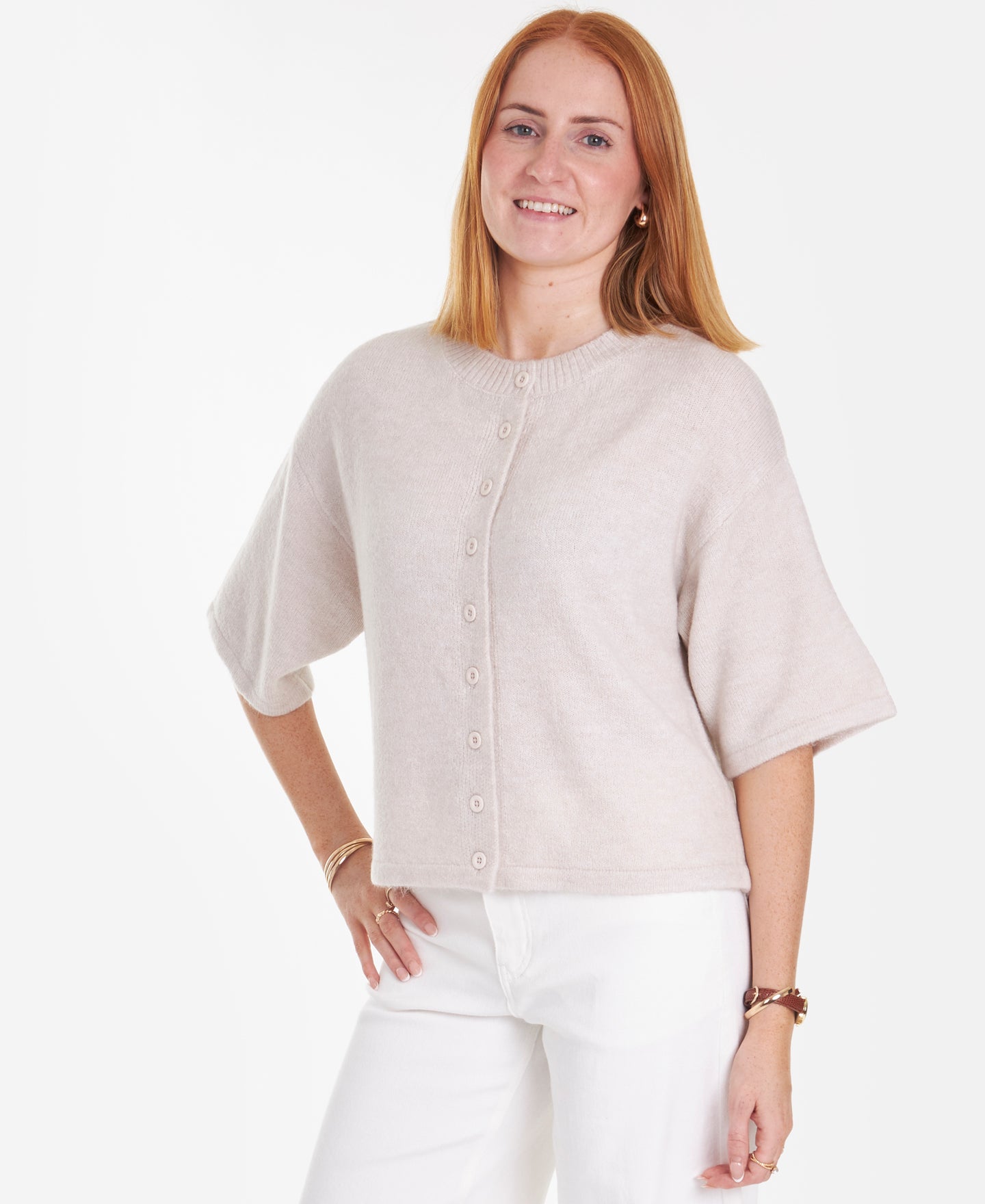 Women's Short Sleeve Boxy Crop Cardi