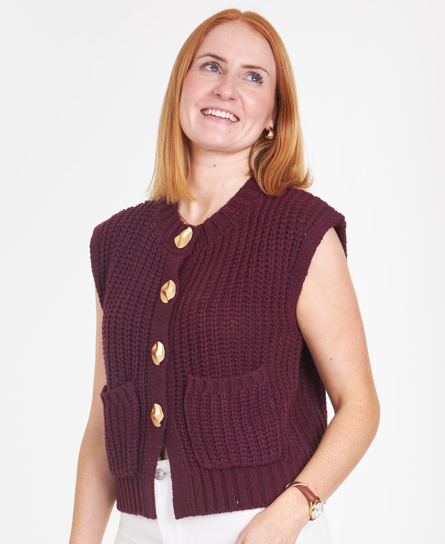 Women's Chunky Button Knit Vest