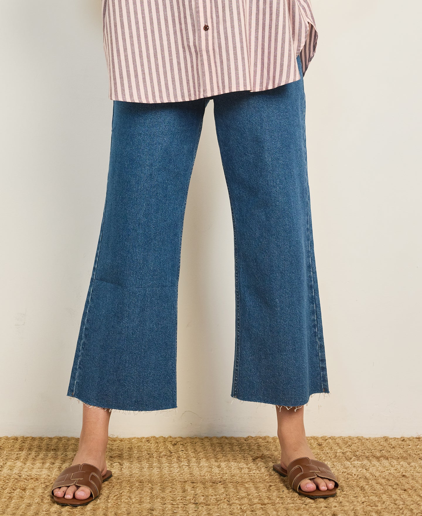 Women's High Waist Crop Wide Leg Jean