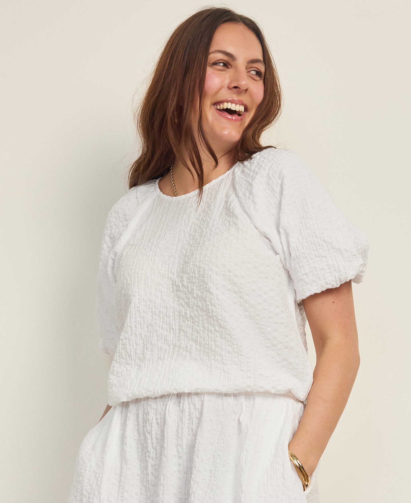 Women's Textured Puff Sleeve Tee