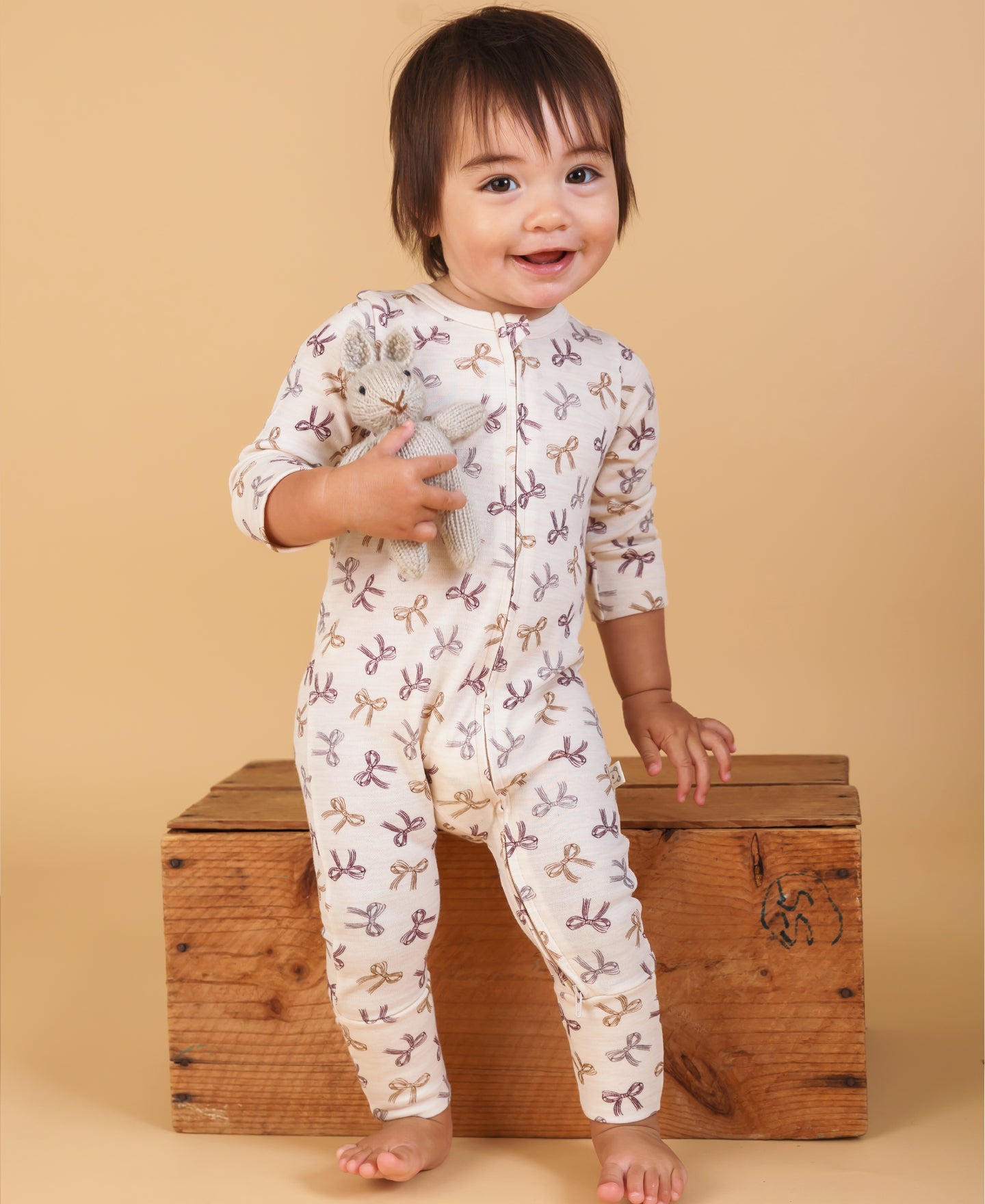 Babies' Merino Cotton Blend Growsuit