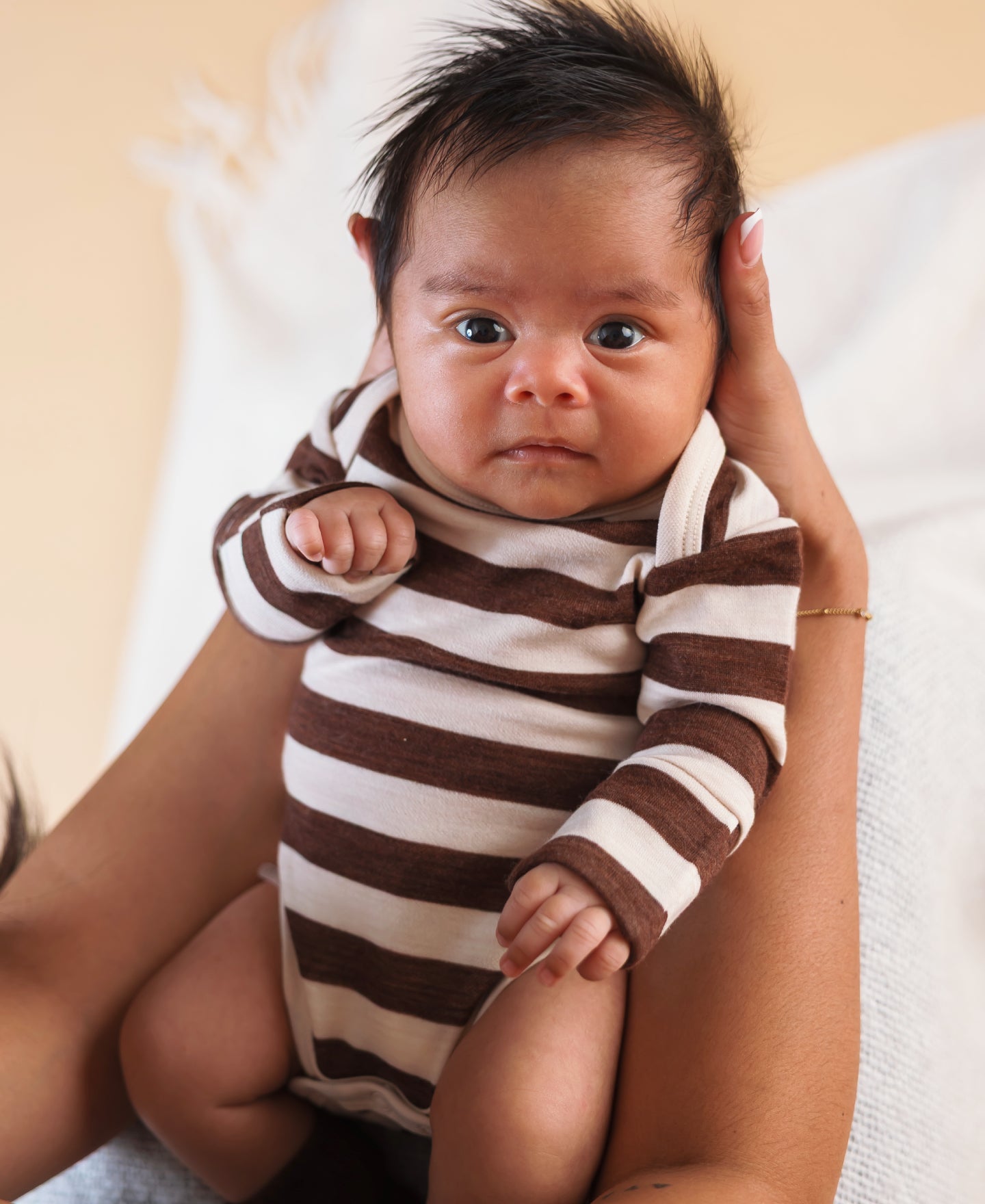 Babies' Merino Cotton Blend Stripe Bodysuit