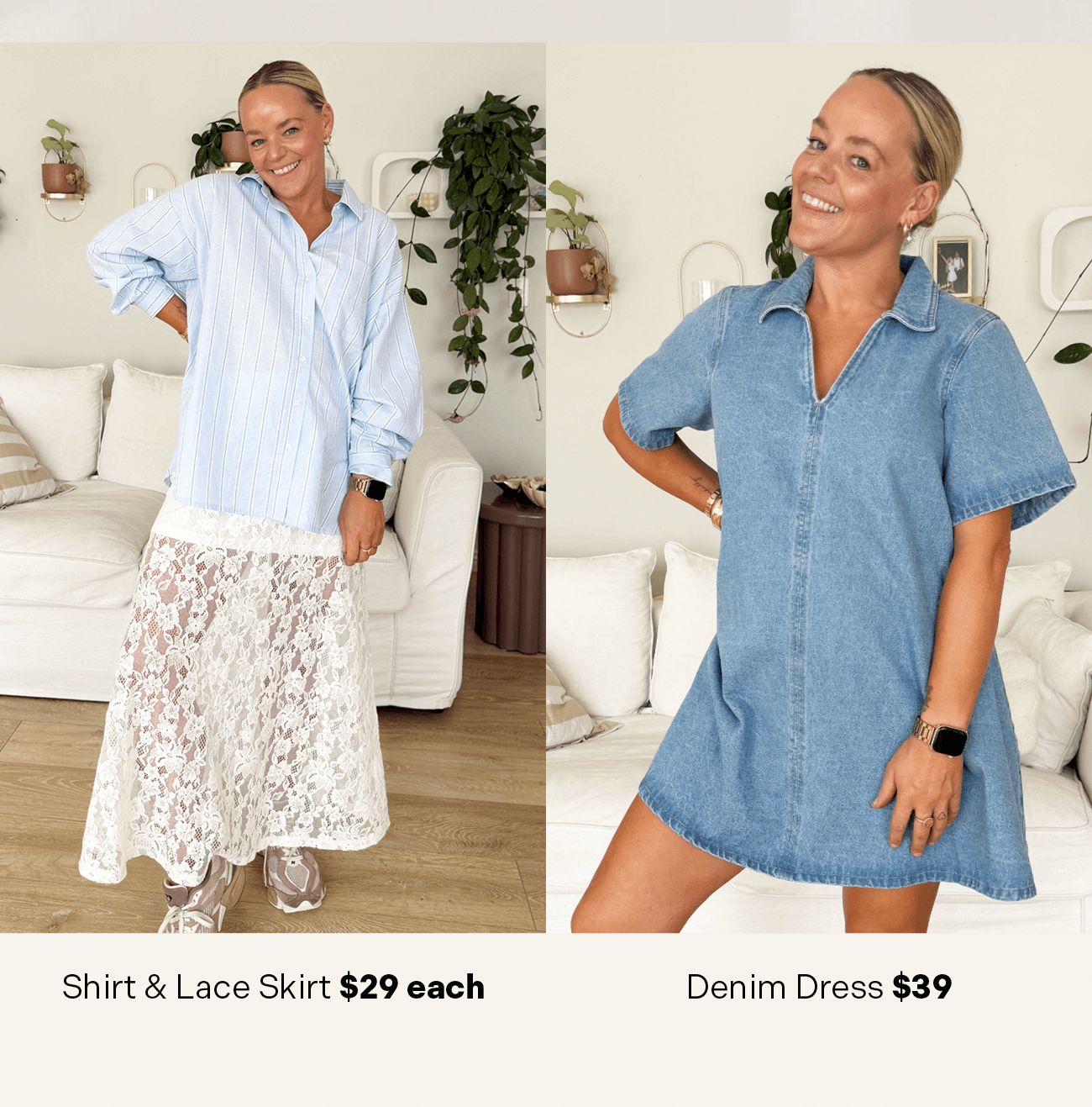 Skirt & Shirt $29 each & Dress $39