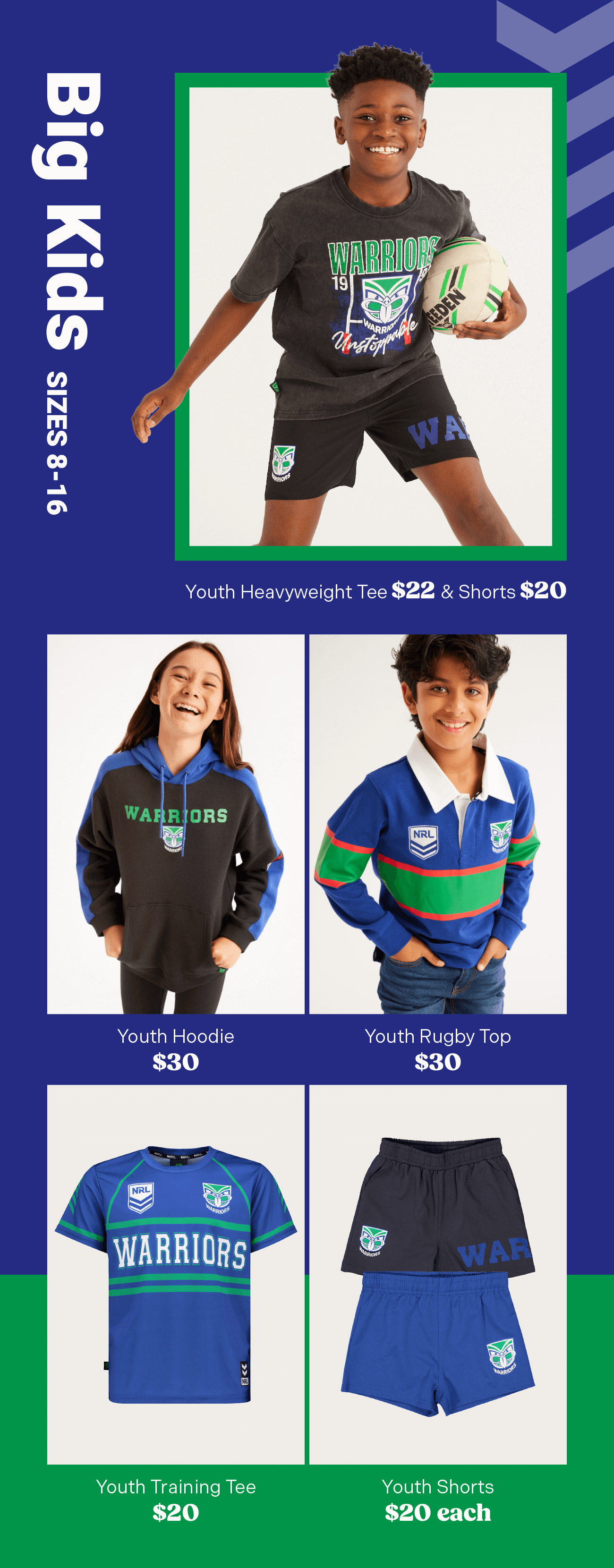 Kids NRL Warriors Fan Gear