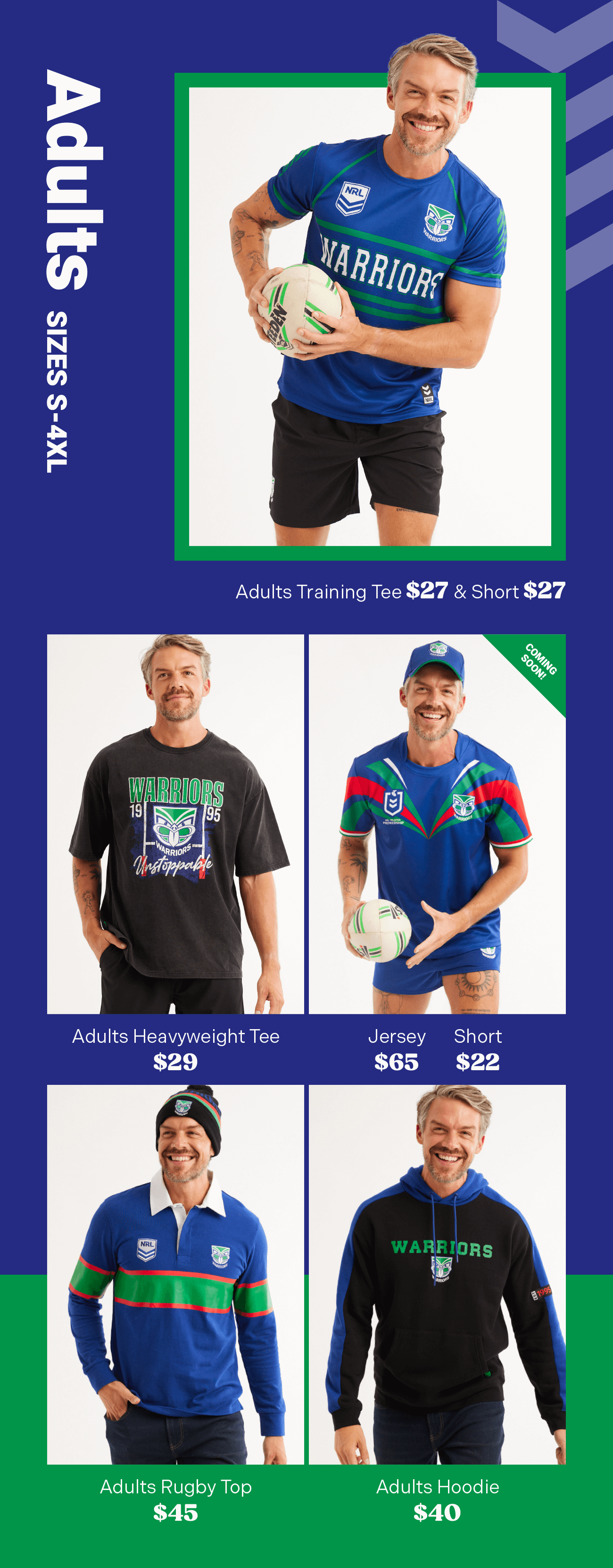 Adults NRL Warriors Fan Gear