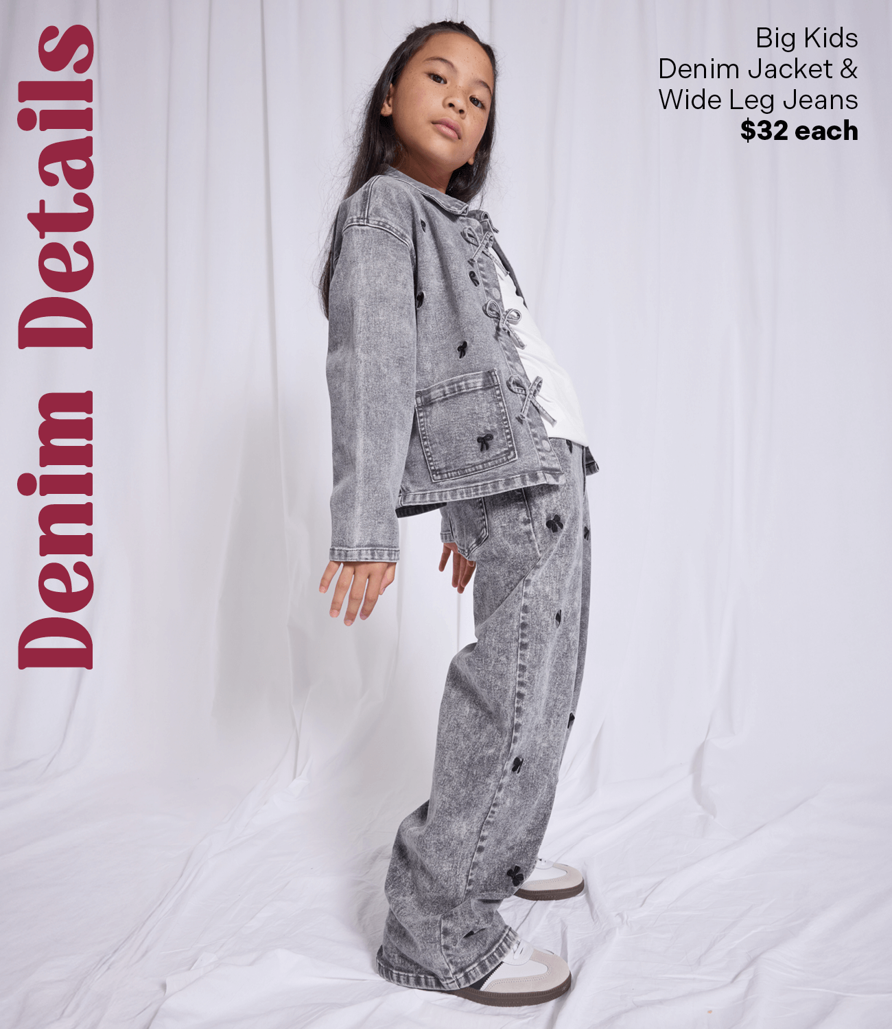 Big Kids Denim Jacket & Wide Leg Jeans