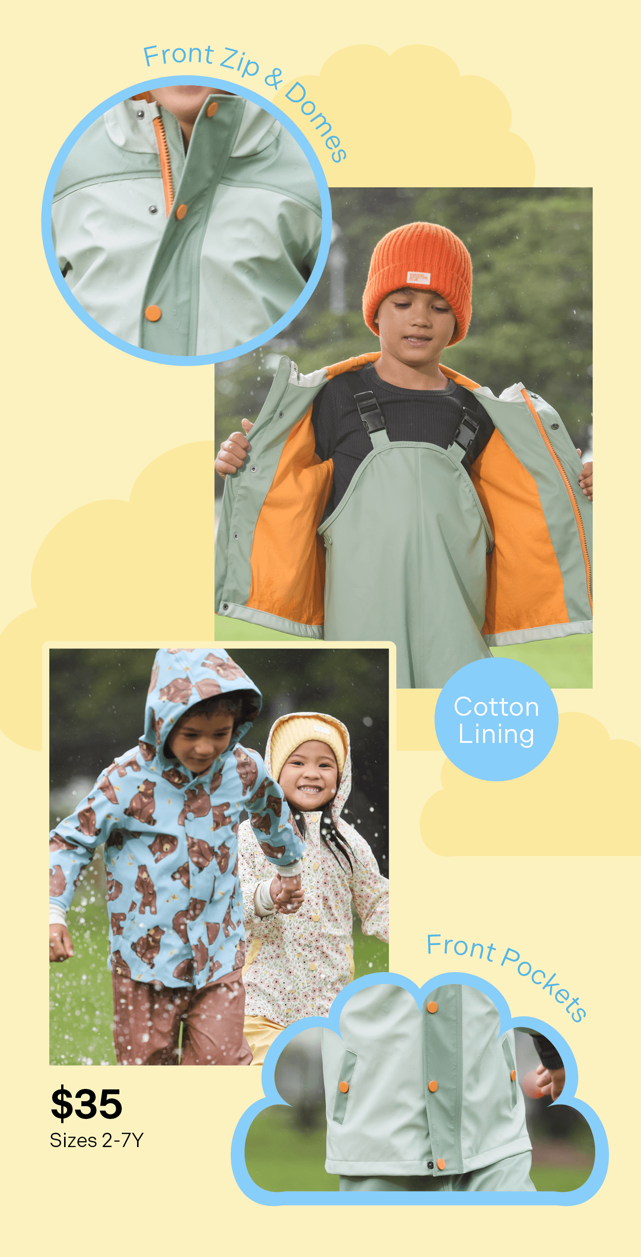 Kids Raincoats $35