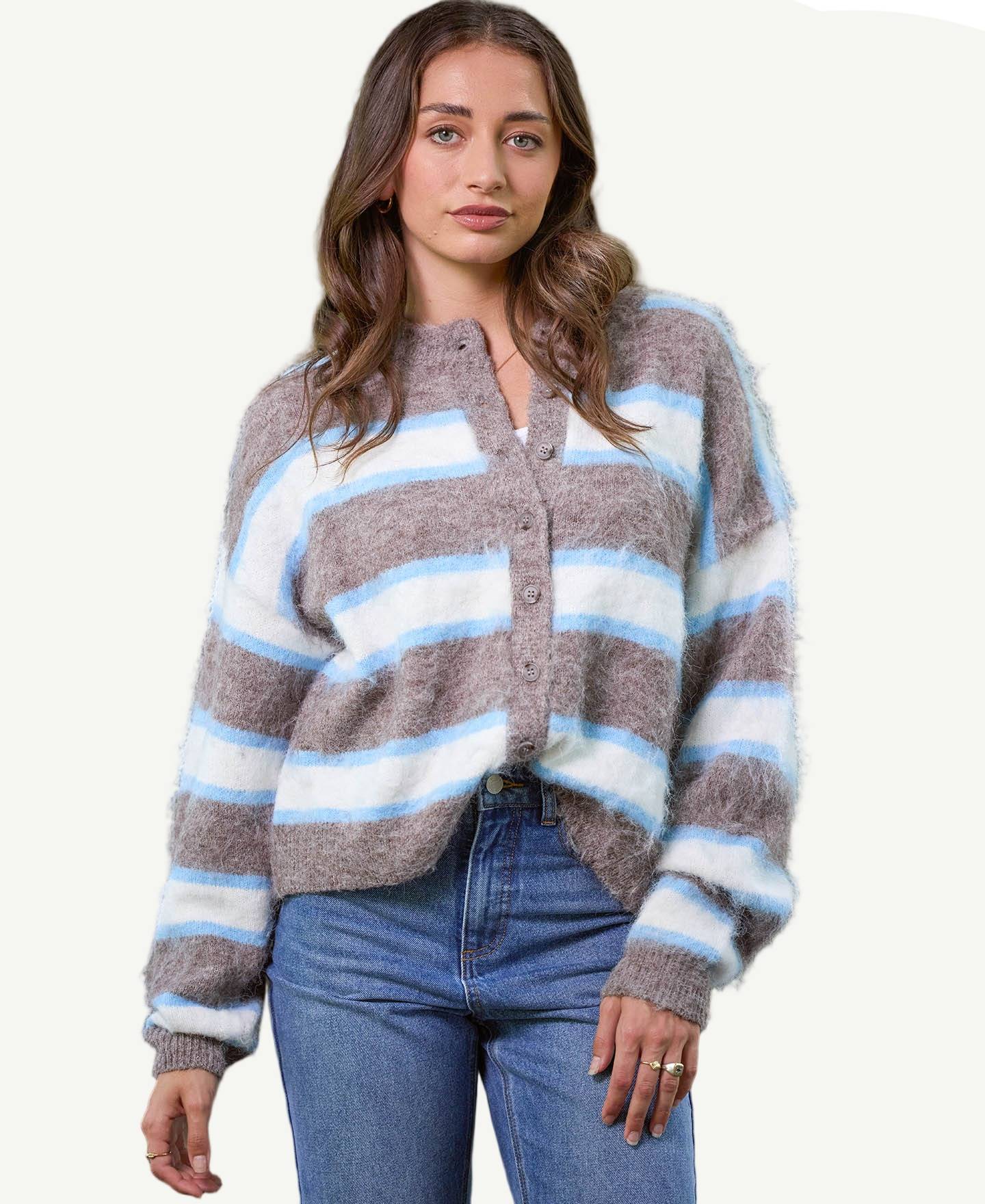 Women's Brushed Stripe Cardigan