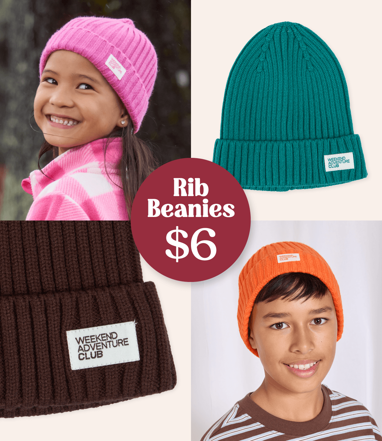 Rib Beanies $6