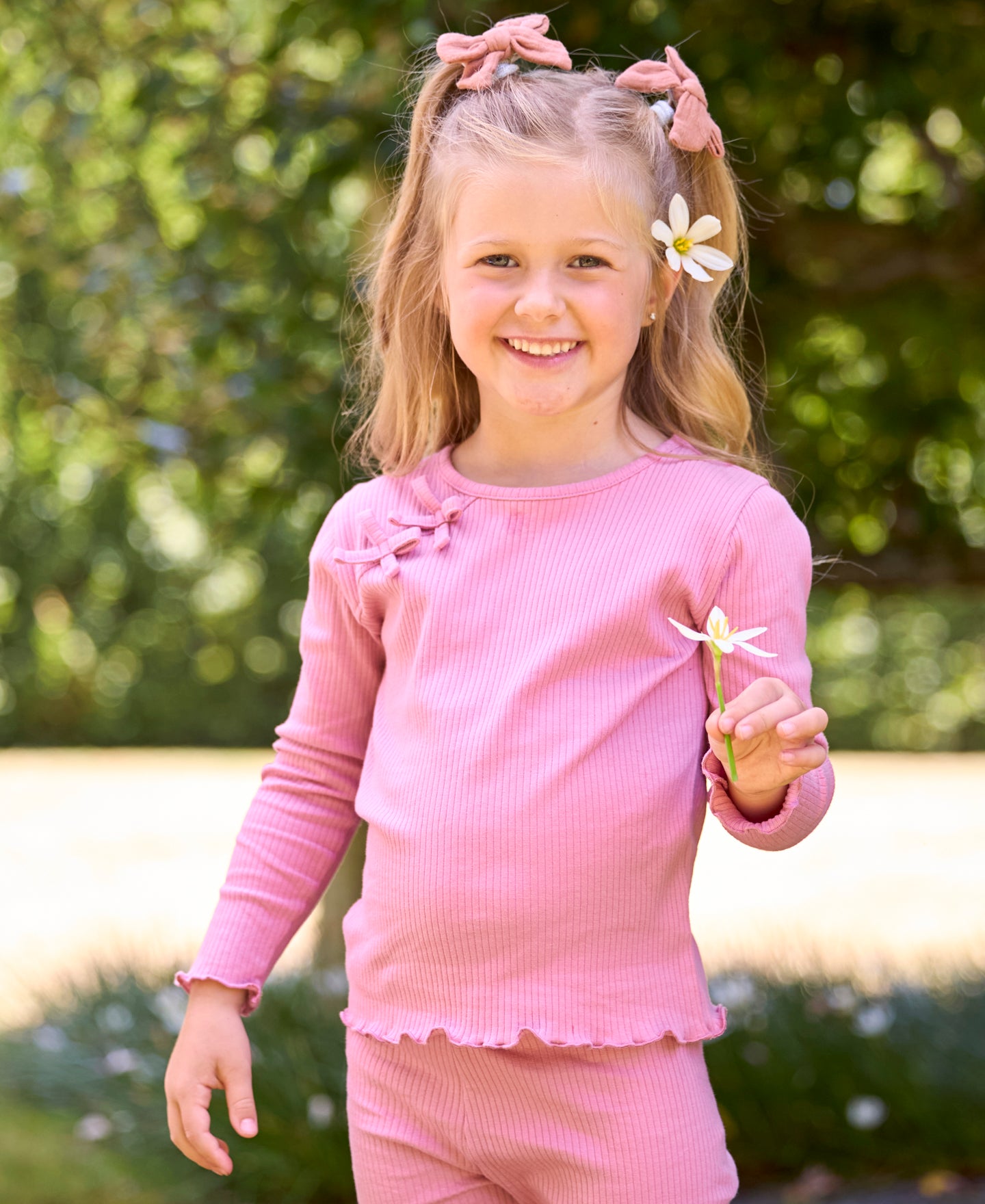 Little Kids' Plain Rib Bow Tee