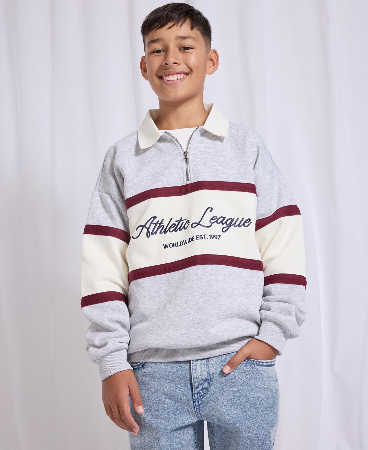 Kids' 1/4 Zip Panelled Sweat