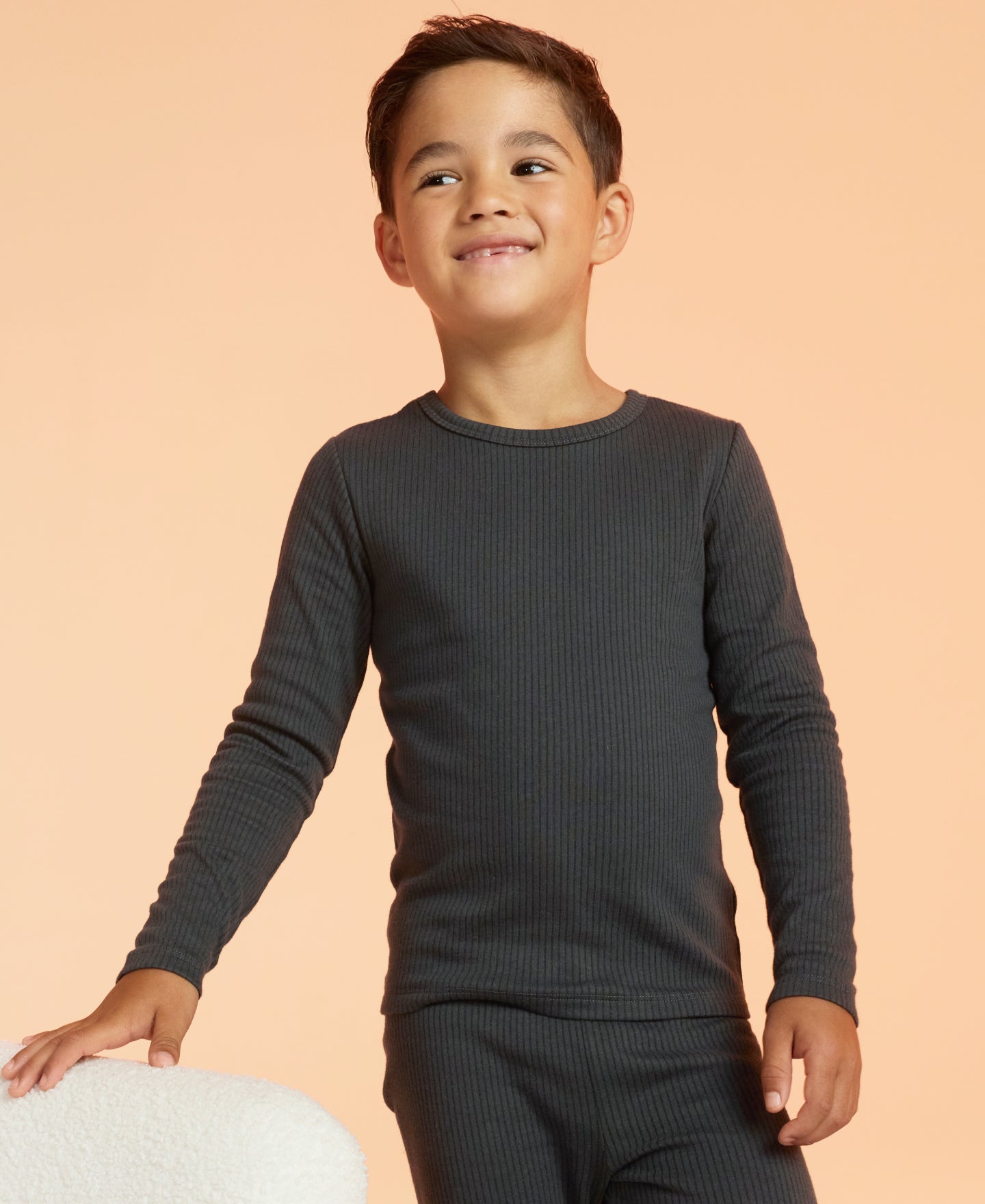 Kids' Brushed Rib Thermal Long Sleeve Top