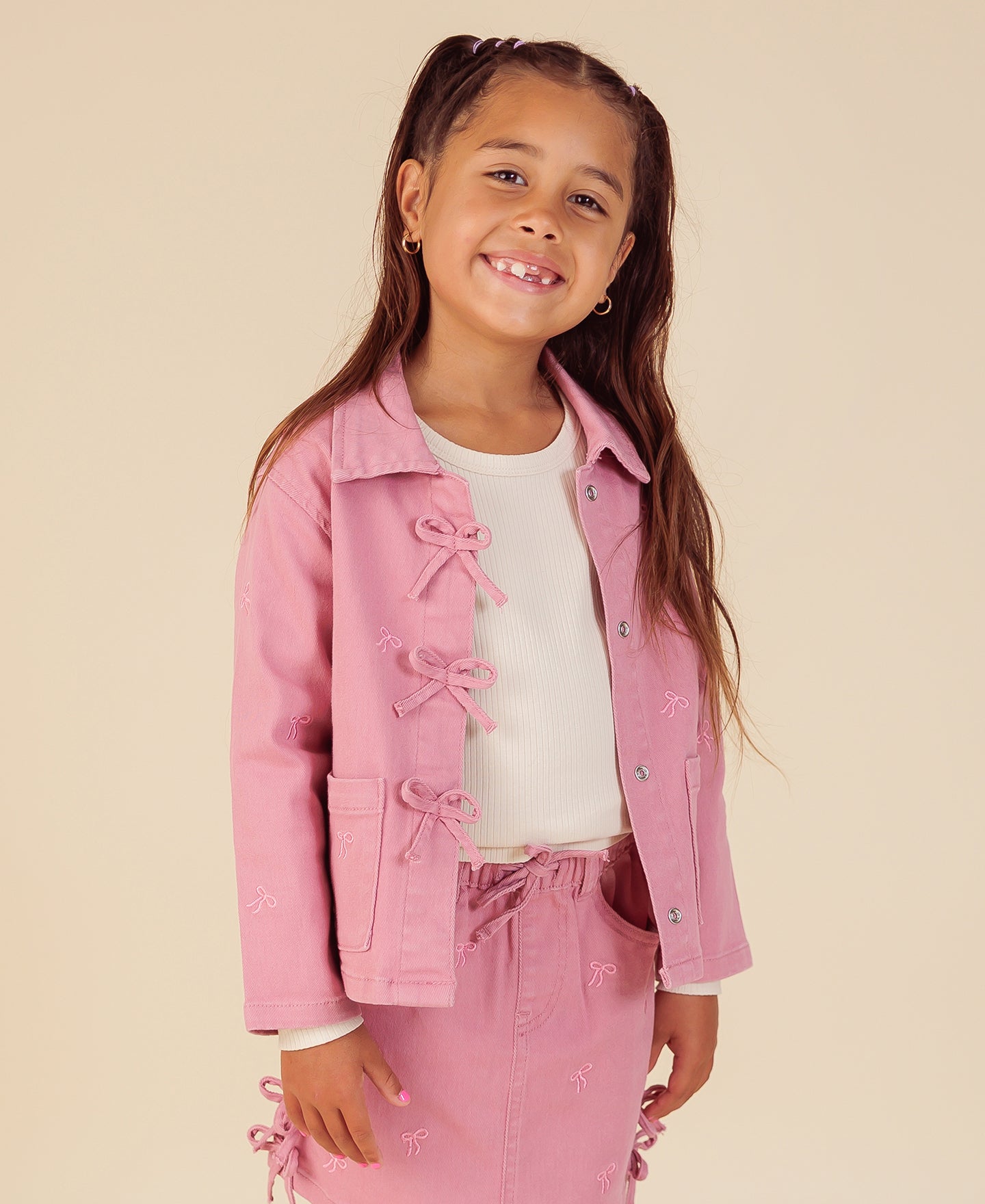 Little Kids' Bow Denim Jacket
