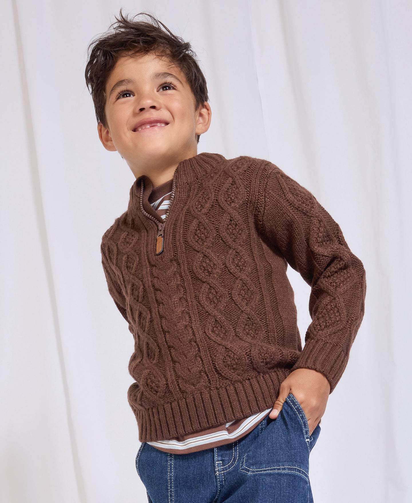 Little Kids' 1/4 Zip Cable Jumper