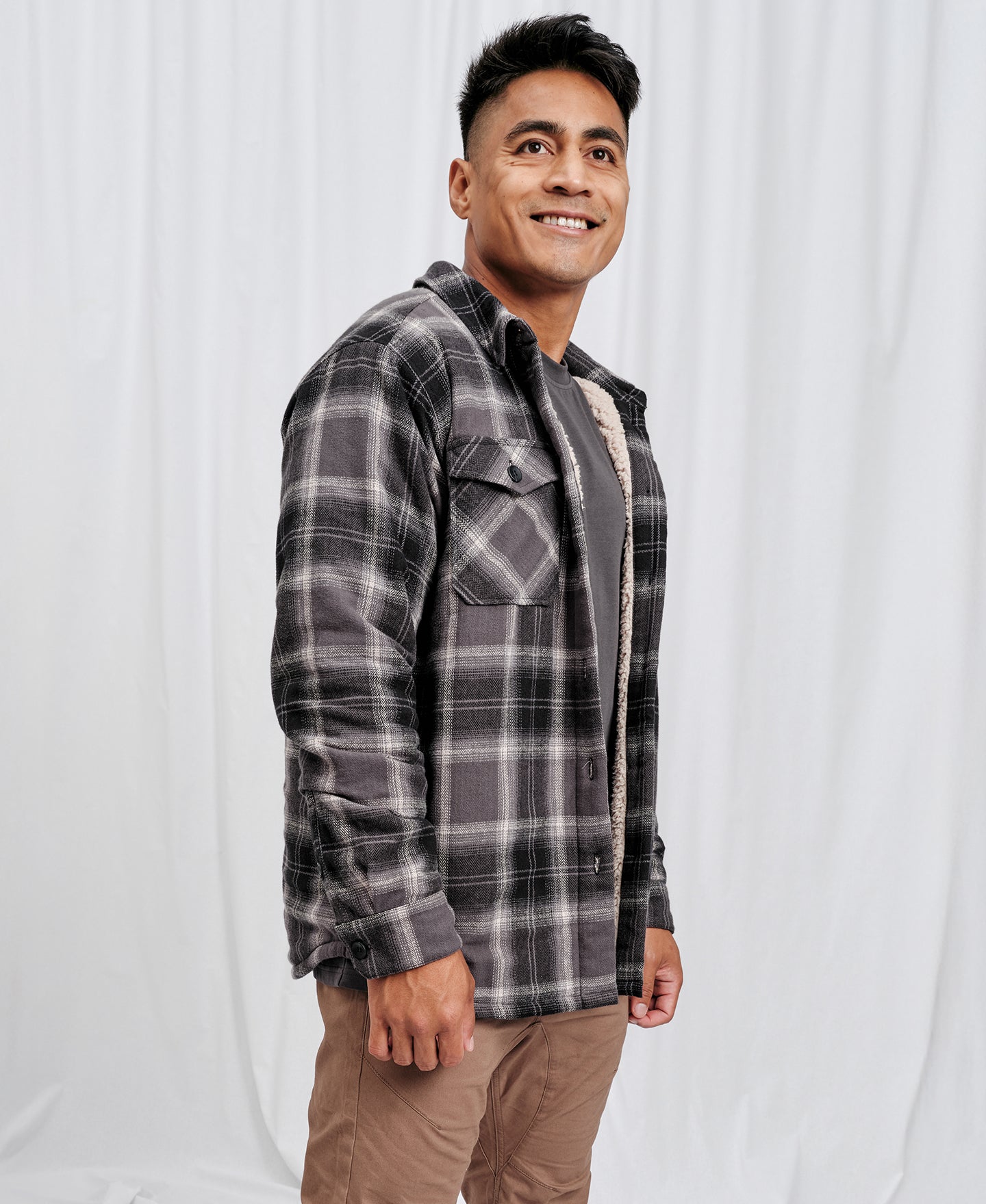Men's Check Sherpa Lined Shacket