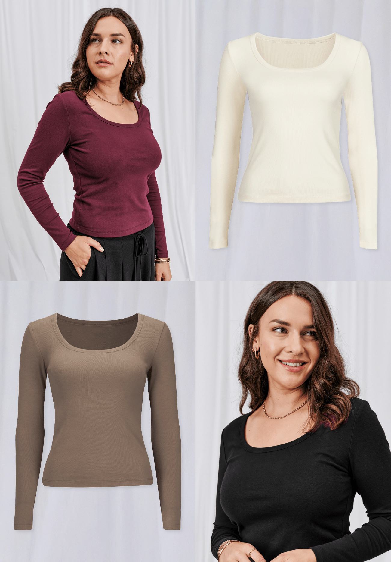 Women's Mini Rib Scoop Long Sleeve Tee