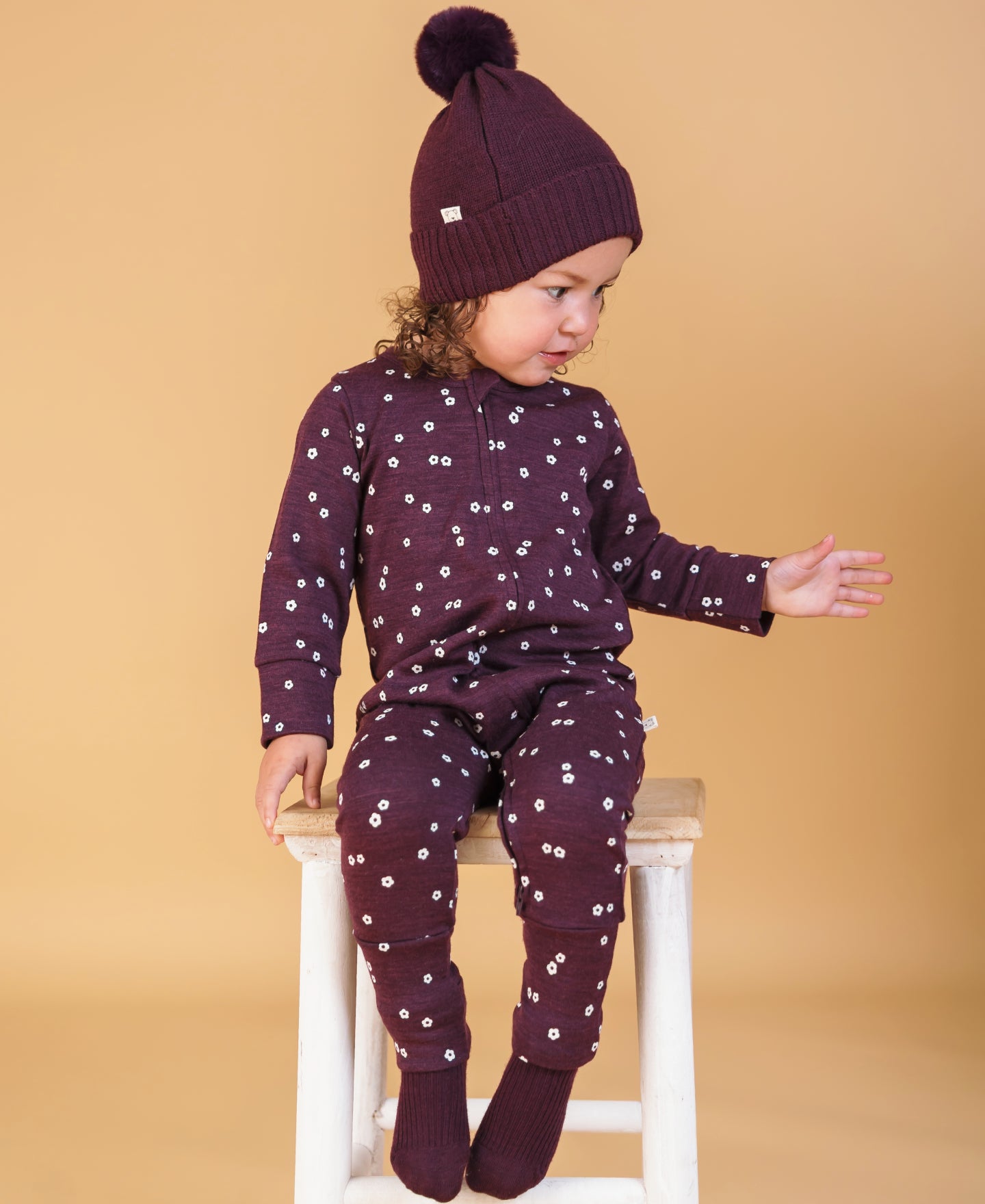 Babies' Merino Cotton Blend Growsuit