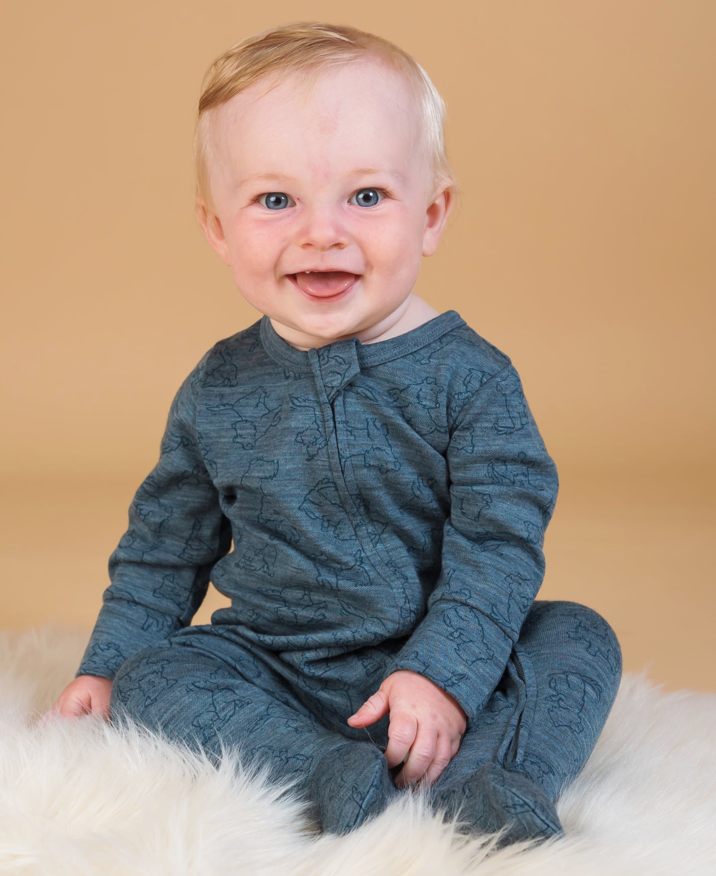 Babies' Merino Cotton Blend Growsuit