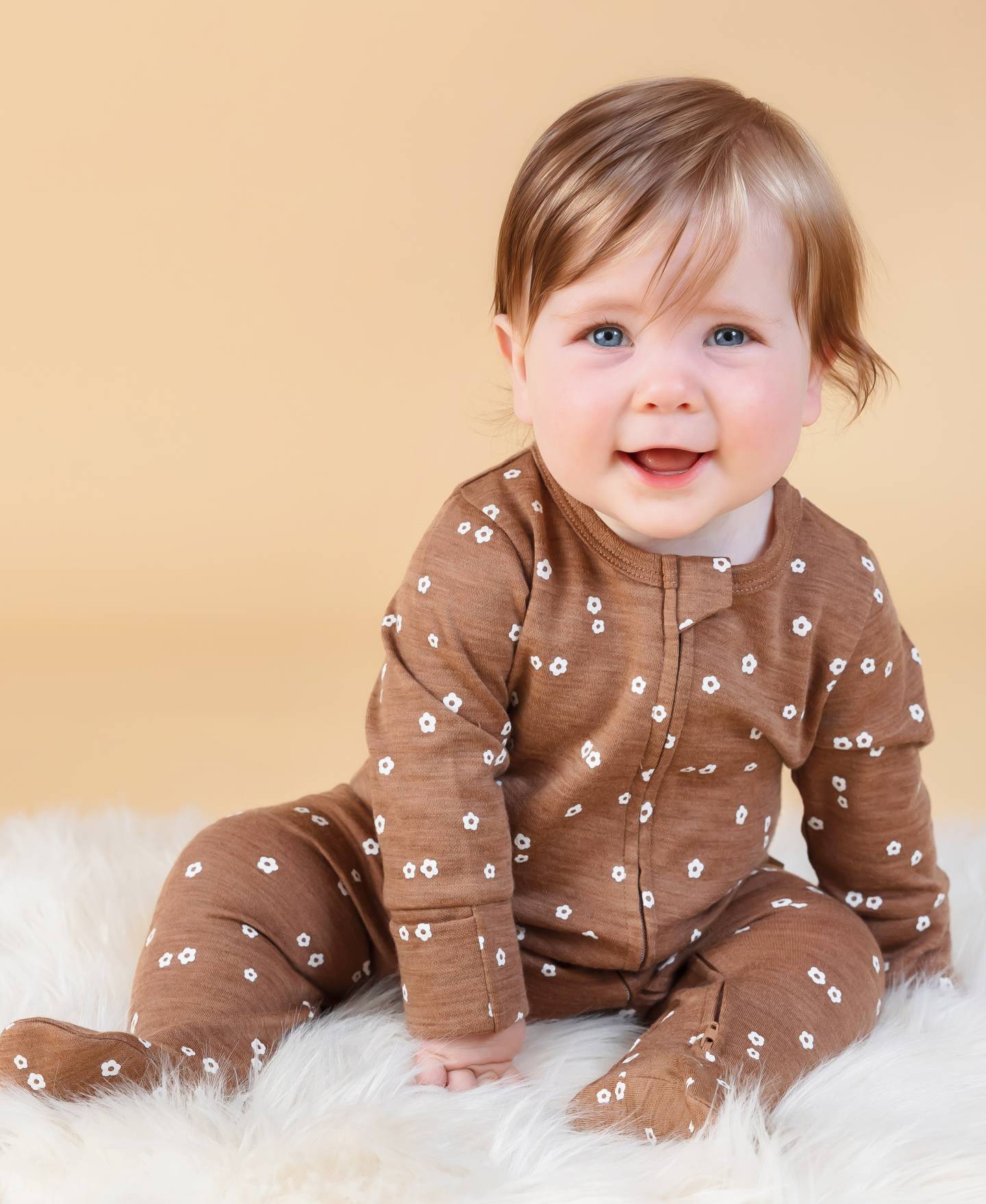 Babies' Merino Cotton Blend Growsuit