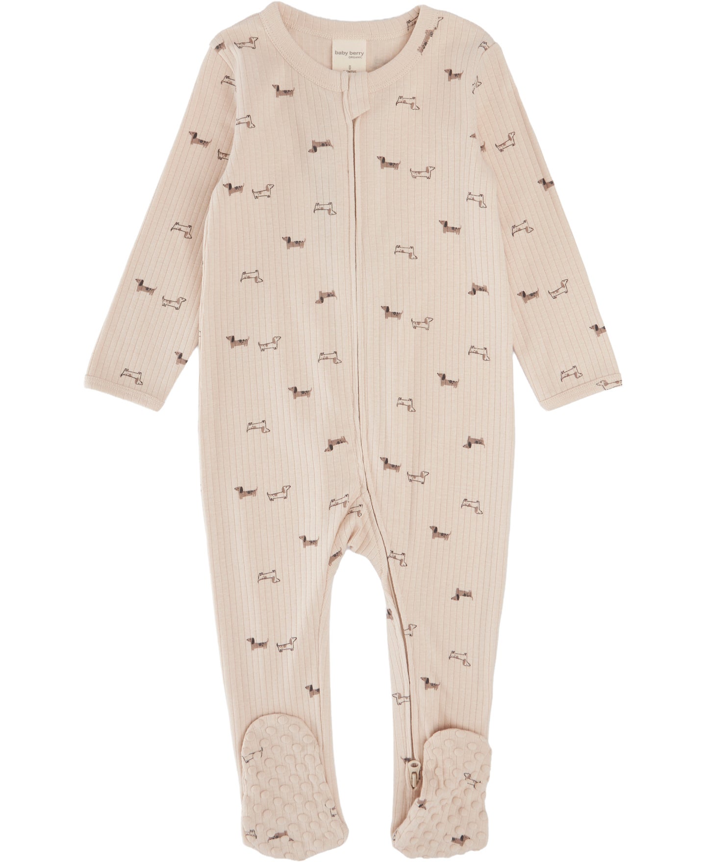 Babies' Organic Cotton Print Rib Growsuit