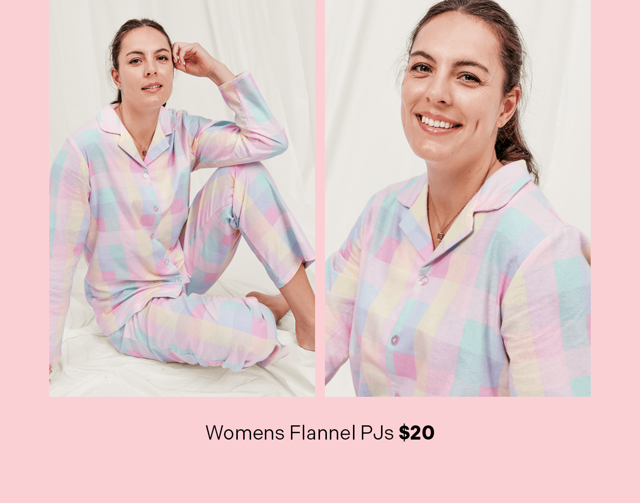 Women's Pastel Check Flannel PJs