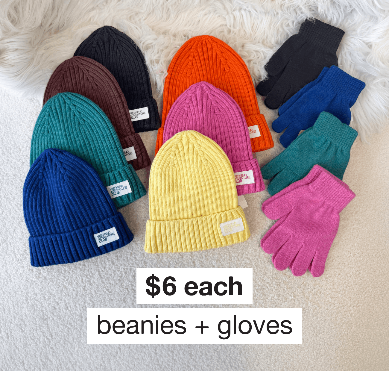 Beanies + Gloves $6 each